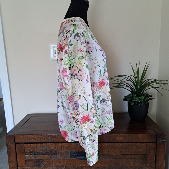 Zara Floral Blouse Women's Size Large Lightweight Top Colourful Long Sleeved - Picture 4 of 12